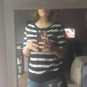 Hollister Black & White Striped Top